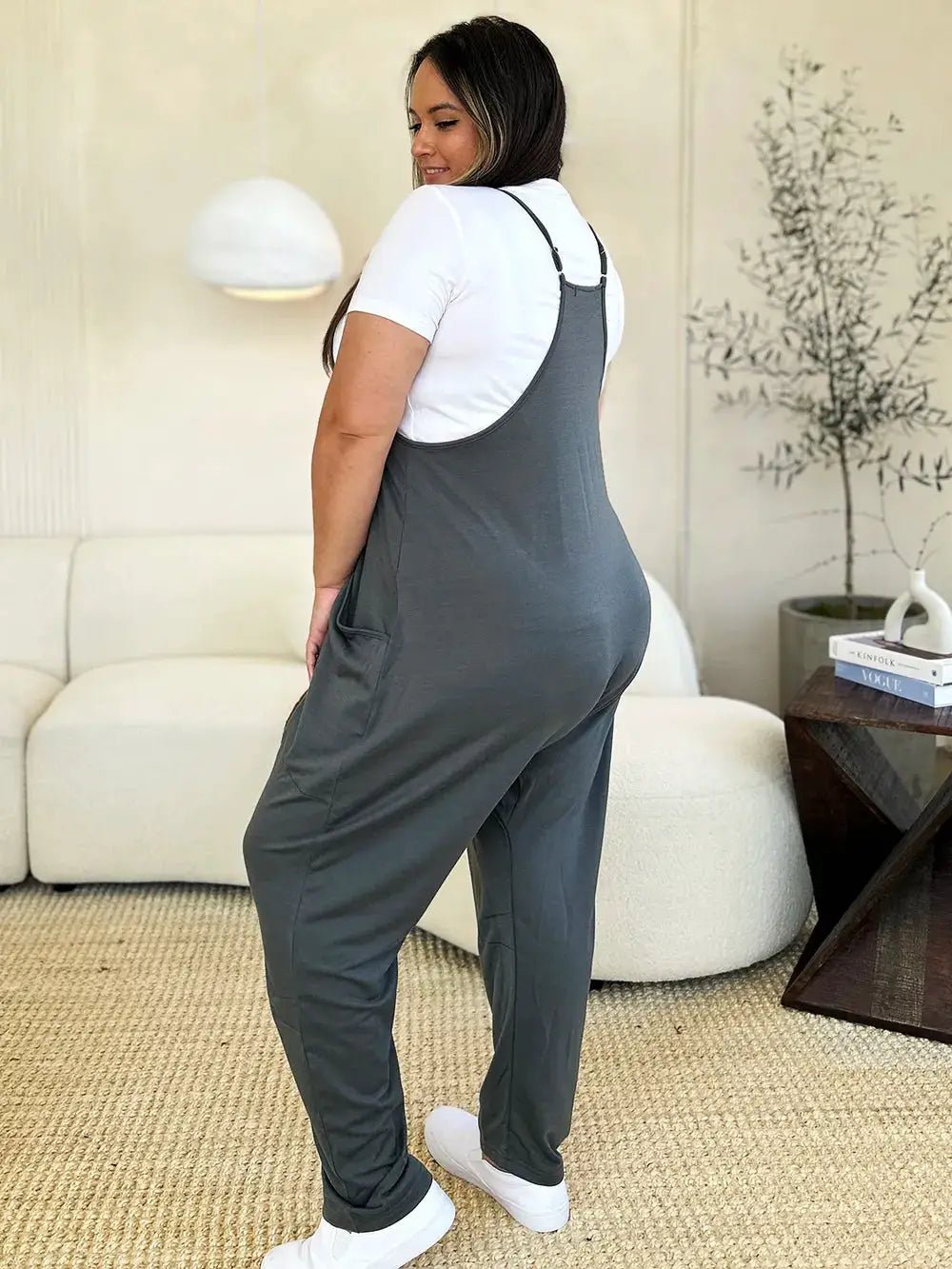 Double Take Full Size Sleeveless V - Neck Pocketed Jumpsuit - Fritsch & Co.