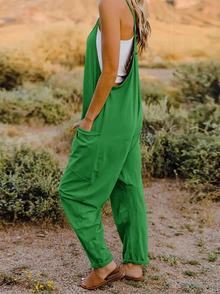 Double Take Full Size Sleeveless V - Neck Pocketed Jumpsuit - Fritsch & Co.