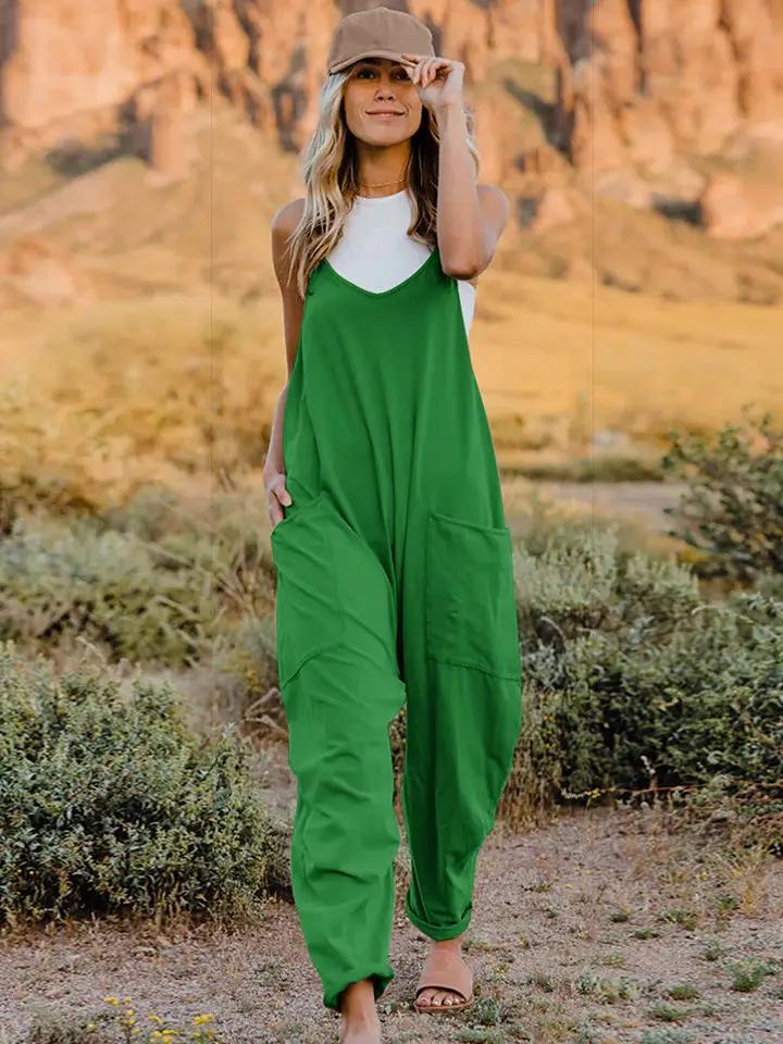 Double Take Full Size Sleeveless V - Neck Pocketed Jumpsuit - Fritsch & Co.