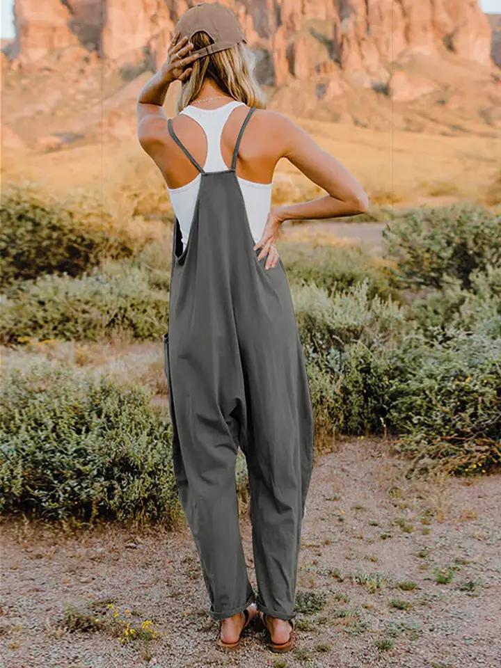 Double Take Full Size Sleeveless V - Neck Pocketed Jumpsuit - Fritsch & Co.