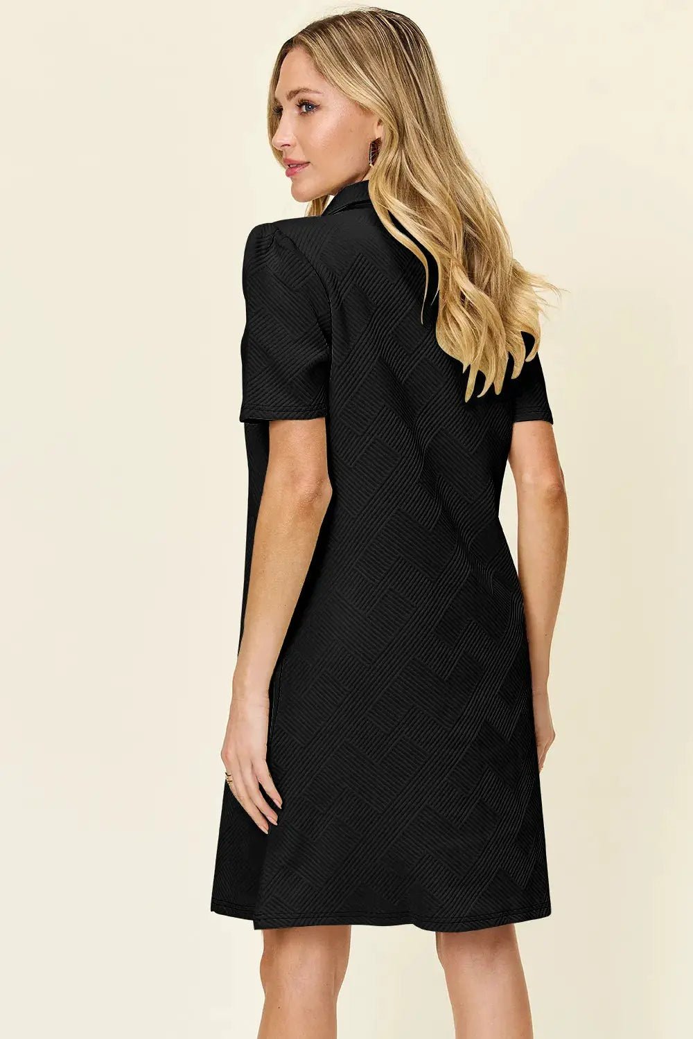 Double Take Full Size Texture Collared Neck Short Sleeve Dress - Fritsch & Co.
