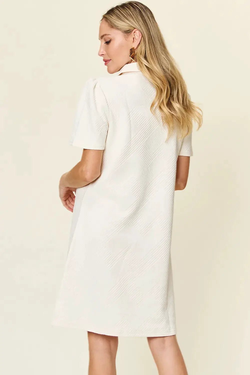 Double Take Full Size Texture Collared Neck Short Sleeve Dress - Fritsch & Co.