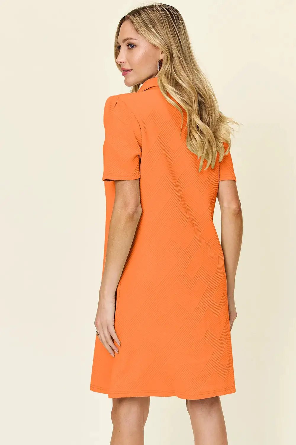 Double Take Full Size Texture Collared Neck Short Sleeve Dress - Fritsch & Co.