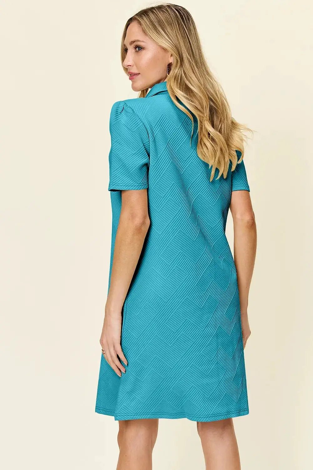 Double Take Full Size Texture Collared Neck Short Sleeve Dress - Fritsch & Co.