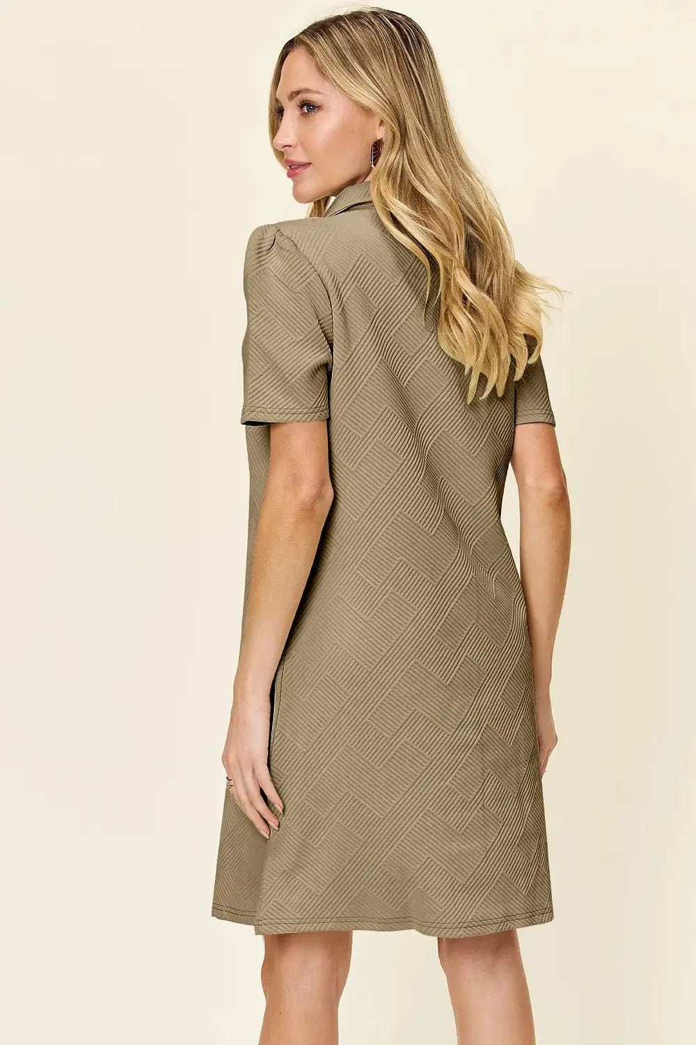 Double Take Full Size Texture Collared Neck Short Sleeve Dress - Fritsch & Co.