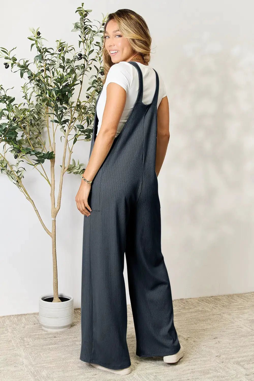 Double Take Full Size Wide Strap Jumpsuit With Pockets For Women - Fritsch & Co.
