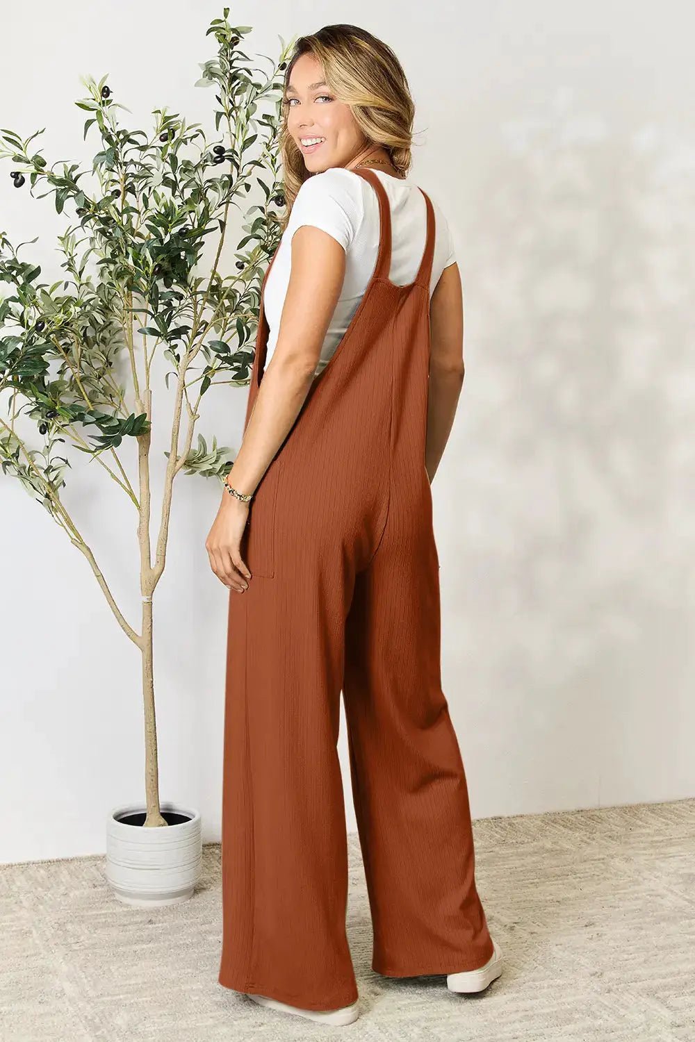 Double Take Full Size Wide Strap Jumpsuit With Pockets For Women - Fritsch & Co.