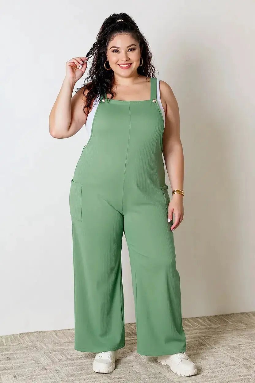 Double Take Full Size Wide Strap Jumpsuit With Pockets For Women - Fritsch & Co.