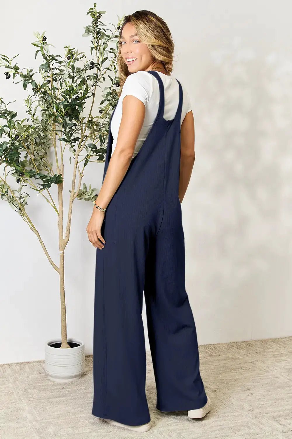 Double Take Full Size Wide Strap Jumpsuit With Pockets For Women - Fritsch & Co.