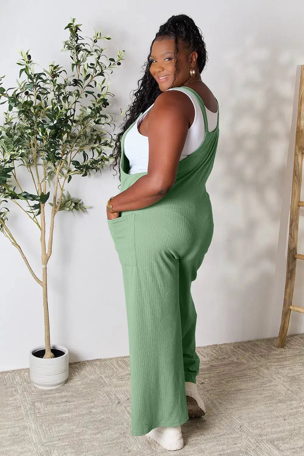 Double Take Full Size Wide Strap Jumpsuit With Pockets For Women - Fritsch & Co.