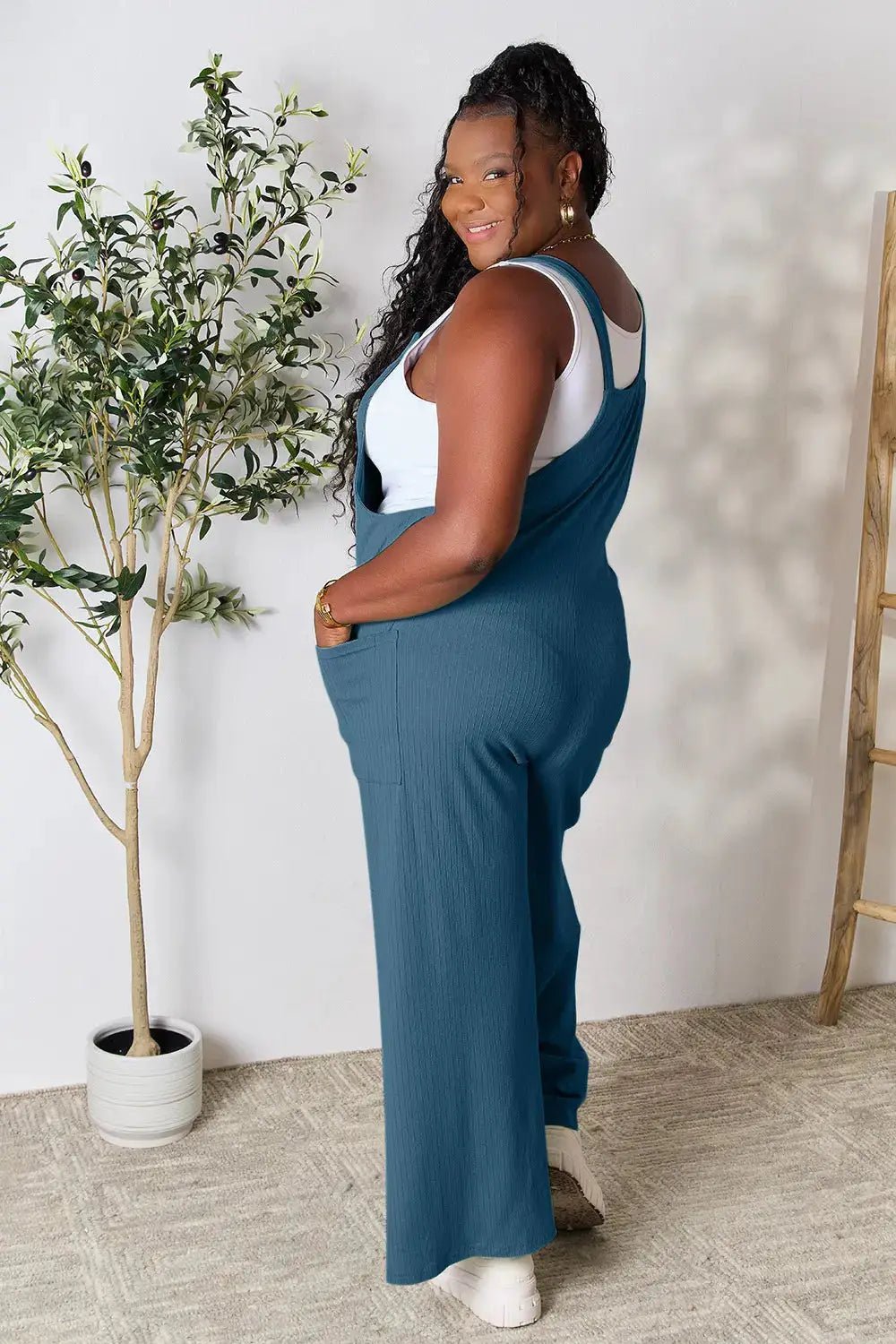 Double Take Full Size Wide Strap Jumpsuit With Pockets For Women - Fritsch & Co.