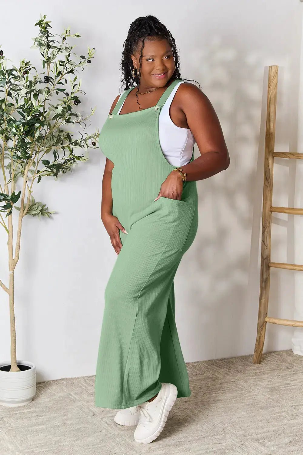 Double Take Full Size Wide Strap Jumpsuit With Pockets For Women - Fritsch & Co.