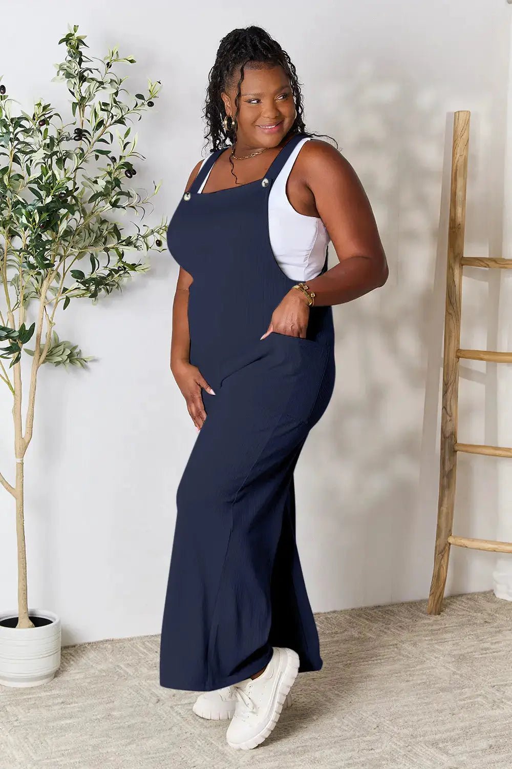 Double Take Full Size Wide Strap Jumpsuit With Pockets For Women - Fritsch & Co.