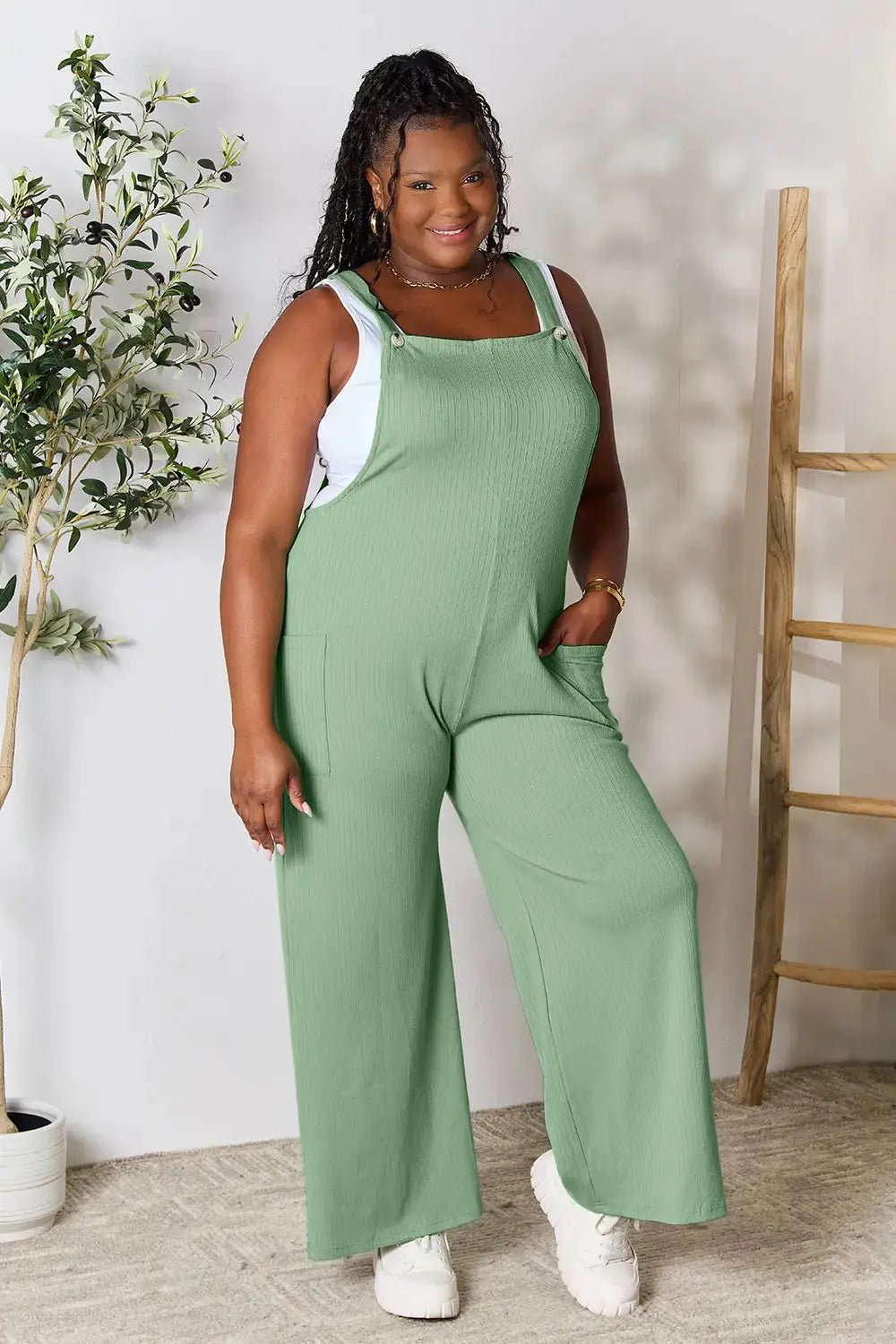 Double Take Full Size Wide Strap Jumpsuit With Pockets For Women - Fritsch & Co.