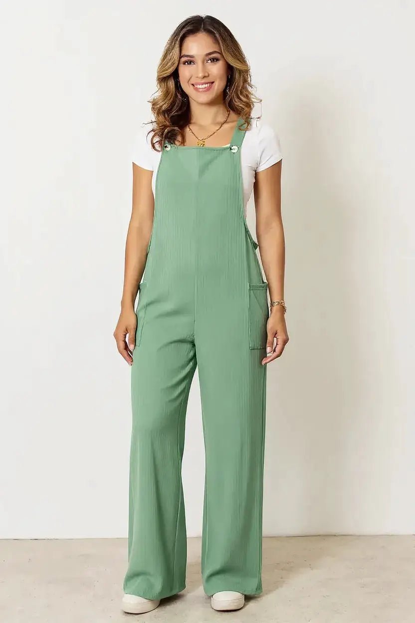 Double Take Full Size Wide Strap Jumpsuit With Pockets For Women - Fritsch & Co.