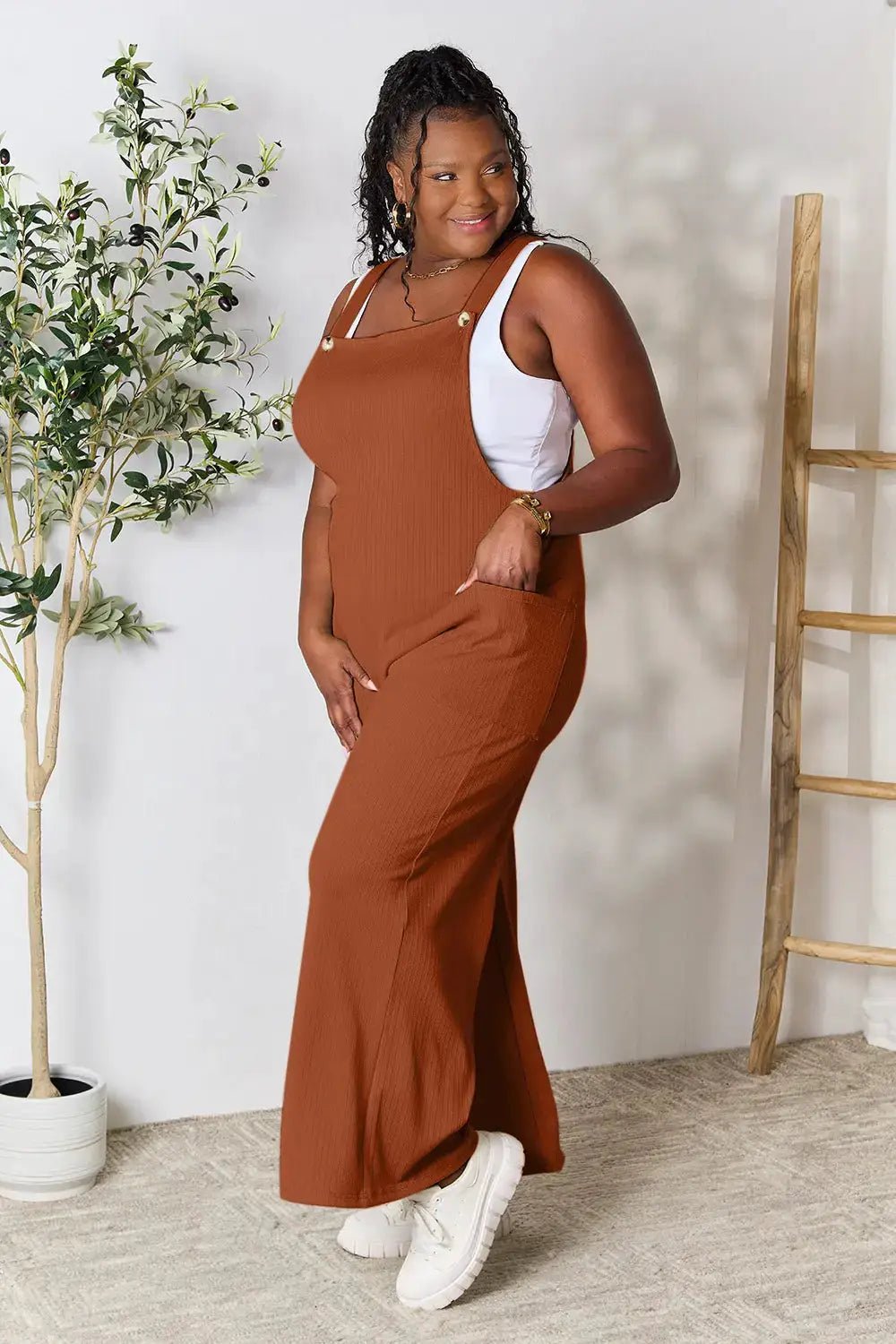 Double Take Full Size Wide Strap Jumpsuit With Pockets For Women - Fritsch & Co.