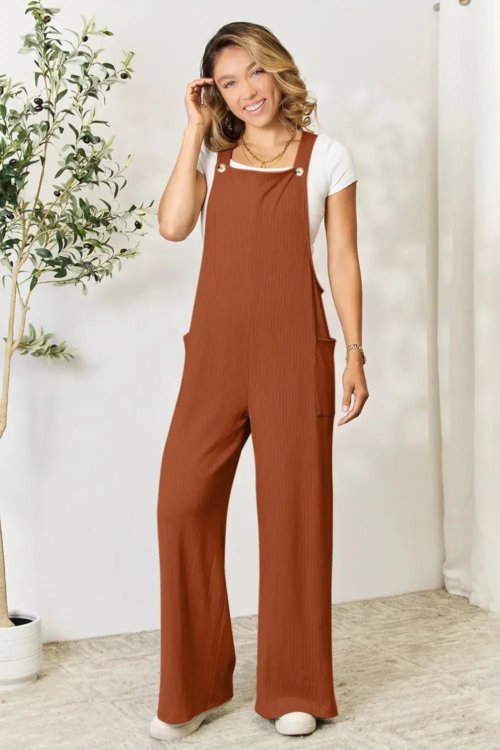 Double Take Full Size Wide Strap Jumpsuit With Pockets For Women - Fritsch & Co.