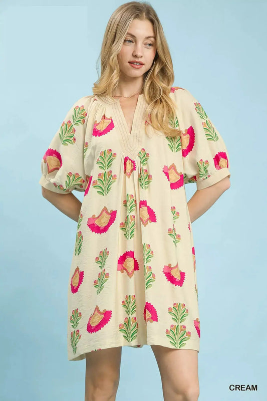 Umgee Abstract Print Mini Dress by Trendsi