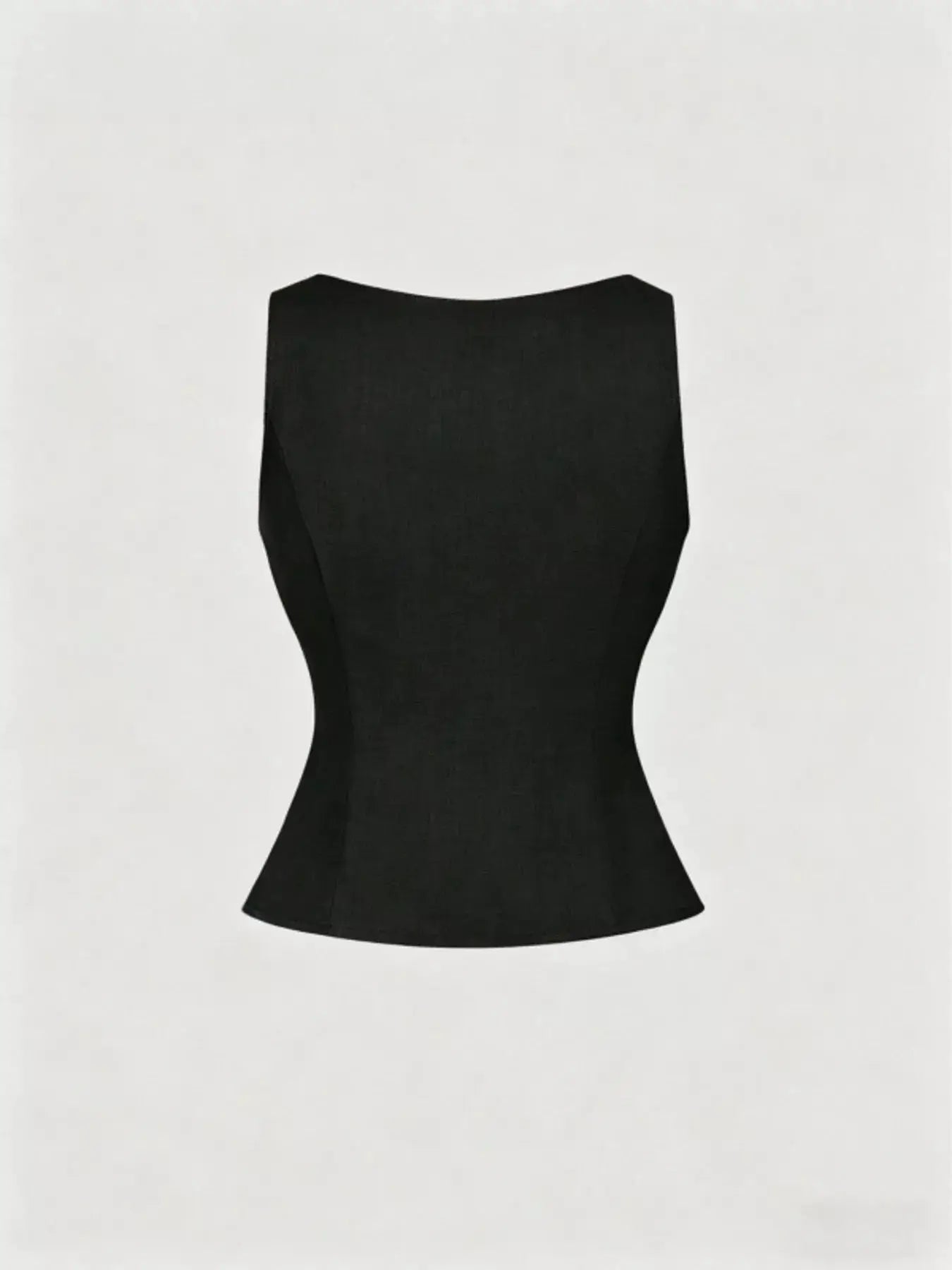 Embellished Black Button Down Vest With Rhinestone Flower Details - Fritsch & Co.