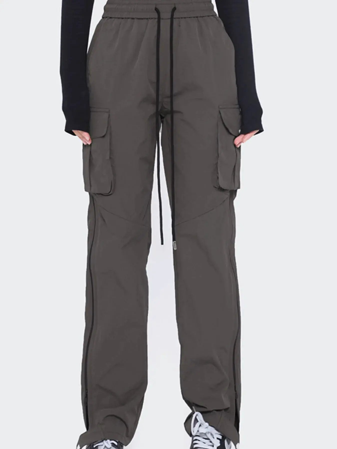 Men's Drawstring Wide Leg Cargo Active Pants by Trendsi