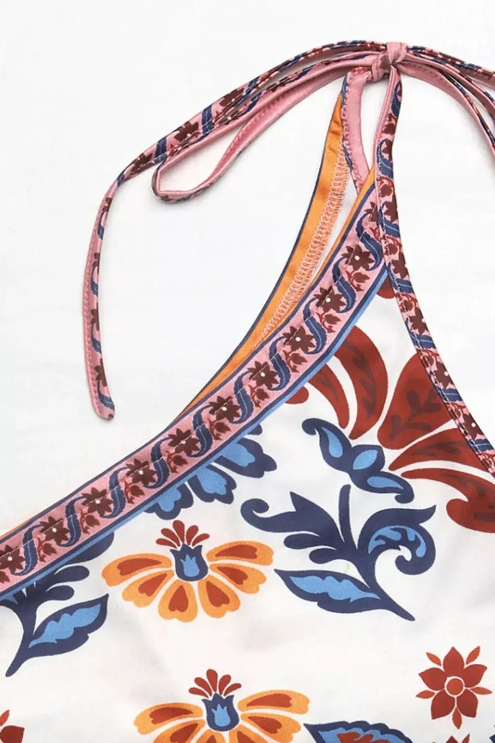 Floral Print One Shoulder Tie Bodysuit With Adjustable Strap - Fritsch & Co.