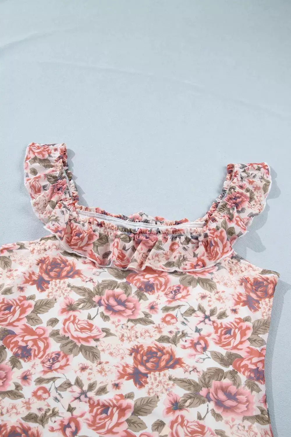 Floral Print Ruffle Trim Tank Top for Women Summer Casual Blouse - Fritsch & Co.