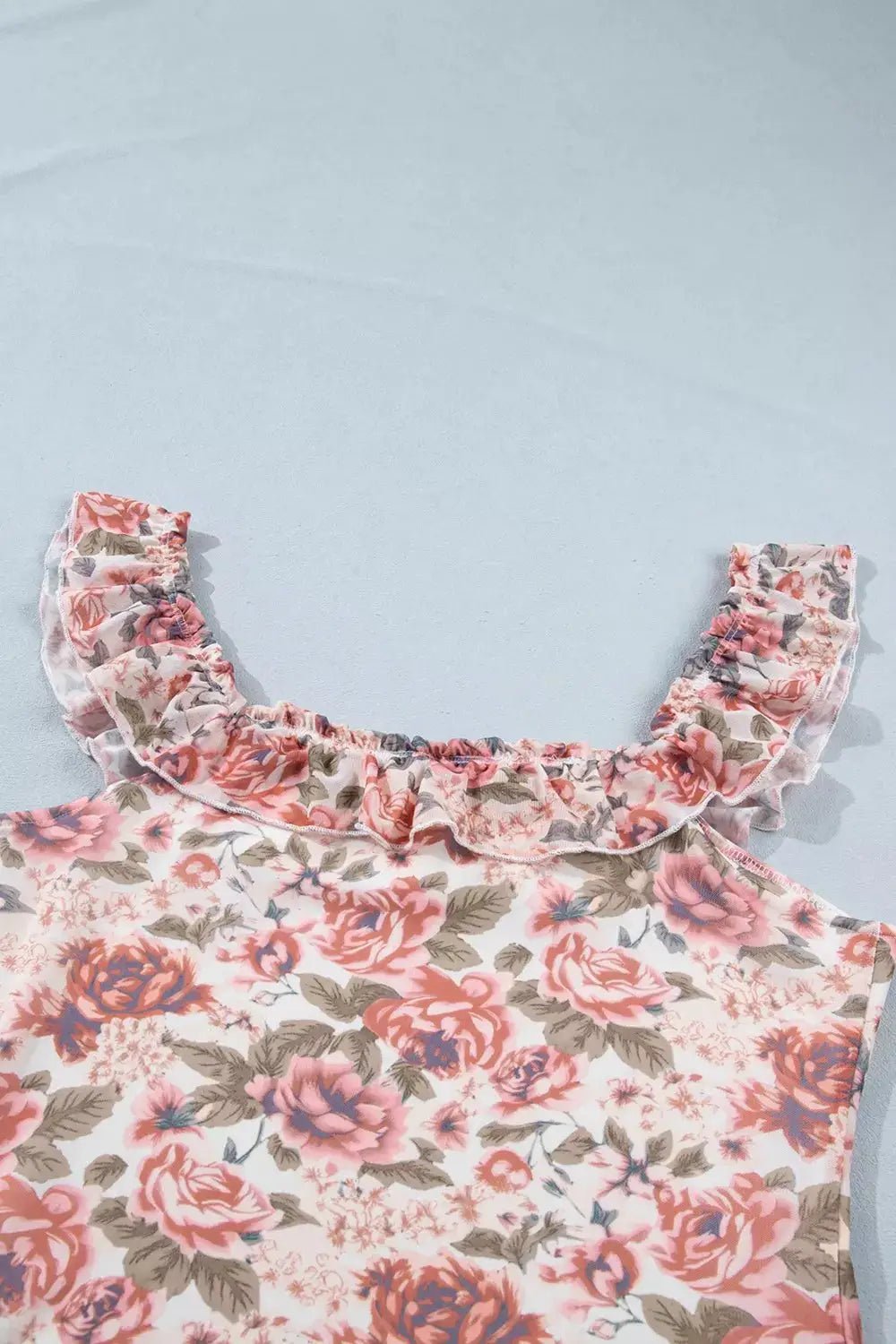 Floral Print Ruffle Trim Tank Top for Women Summer Casual Blouse - Fritsch & Co.