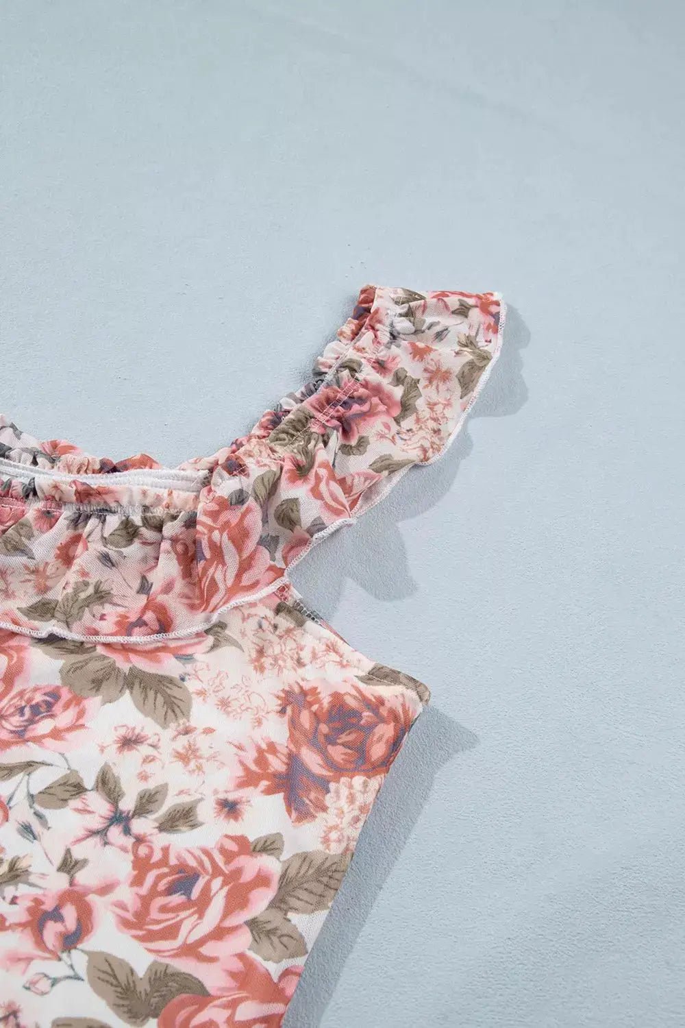 Floral Print Ruffle Trim Tank Top for Women Summer Casual Blouse - Fritsch & Co.