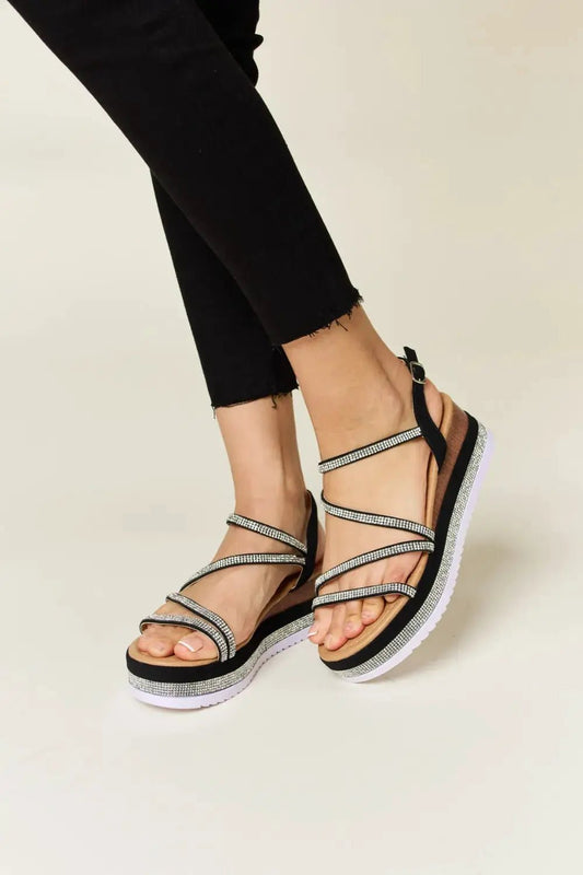 Forever Link Rhinestone Strappy Wedge Sandals - Fritsch & Co.
