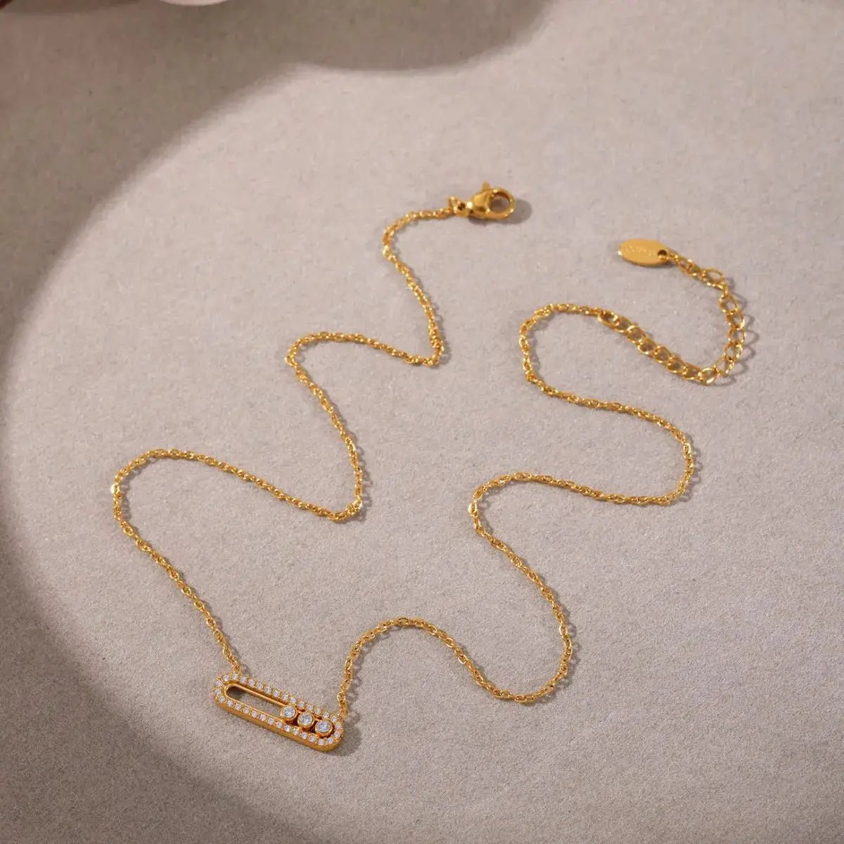Gold Plated Crystal Bar Necklace And Ring Jewelry Set - Fritsch & Co.
