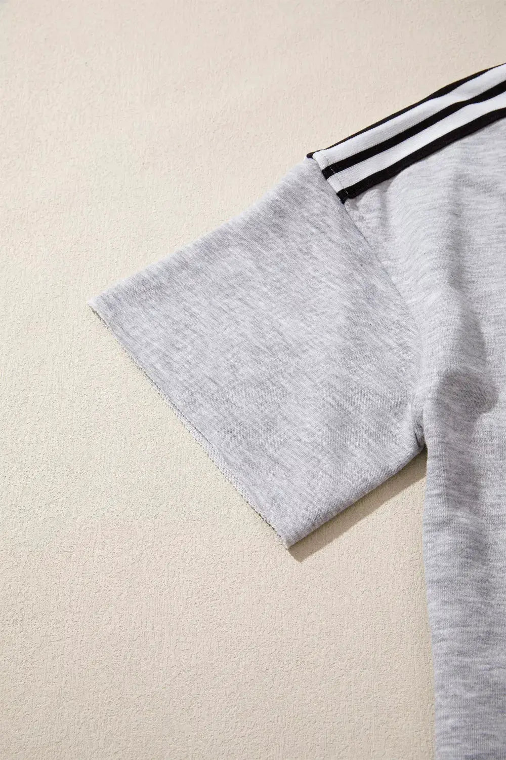 Gray Striped Shoulder Detail Relaxed Fit T Shirt For Women - Fritsch & Co.