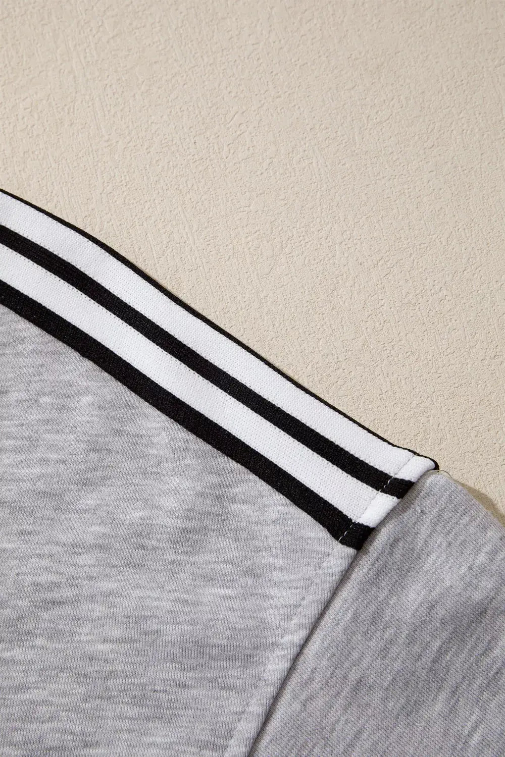 Gray Striped Shoulder Detail Relaxed Fit T Shirt For Women - Fritsch & Co.
