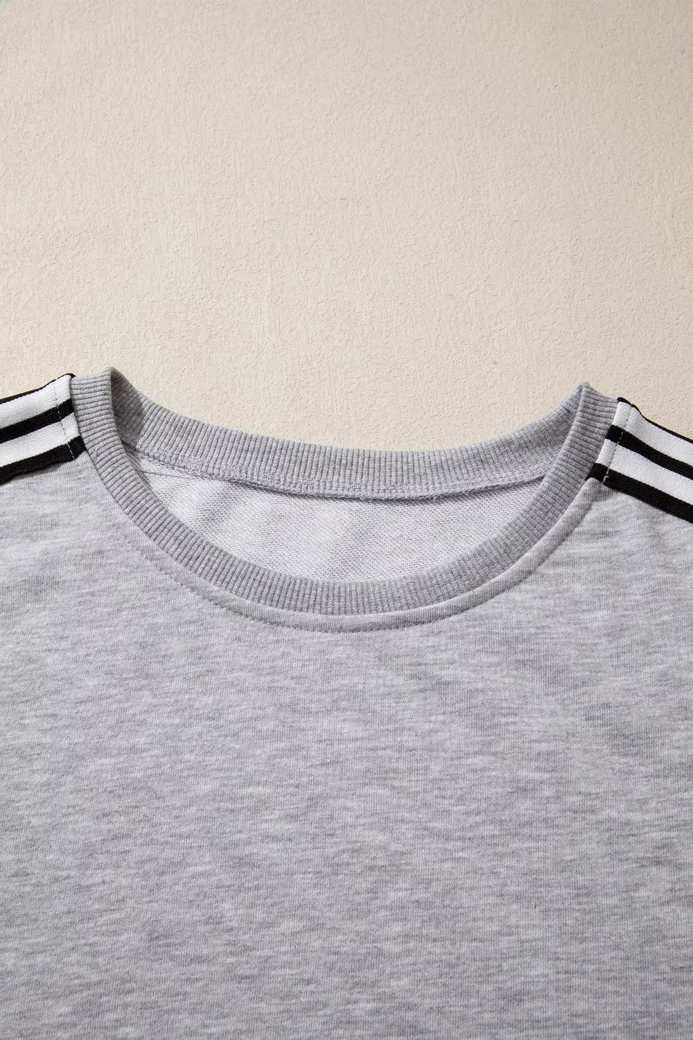 Gray Striped Shoulder Detail Relaxed Fit T Shirt For Women - Fritsch & Co.