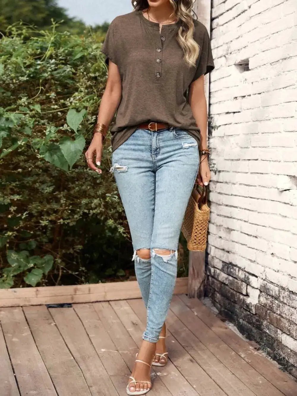 Half Button Short Sleeve Top - Fritsch & Co.