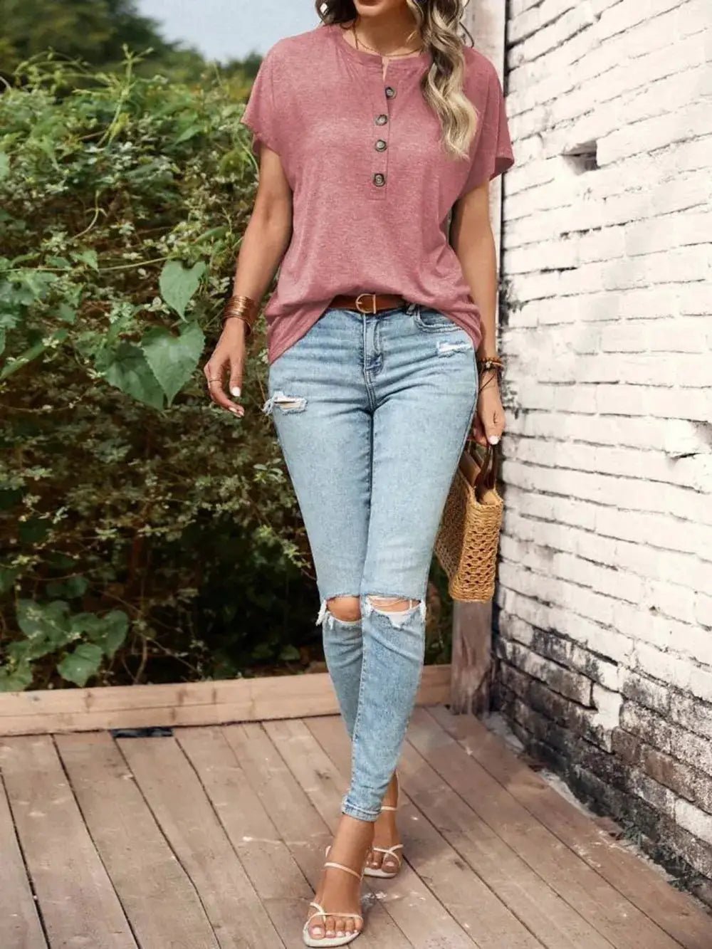 Half Button Short Sleeve Top - Fritsch & Co.