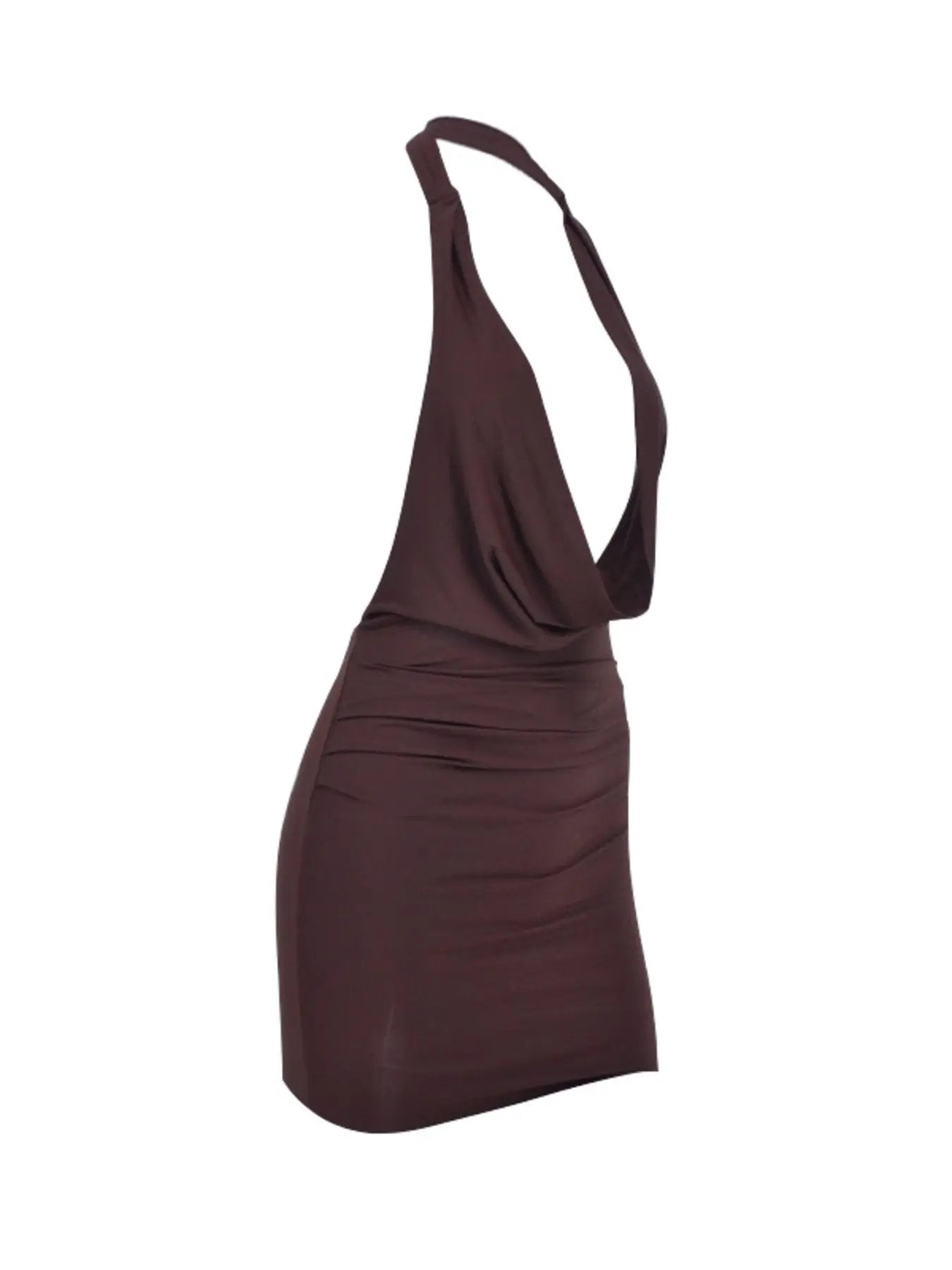 Halter Neck Ruched Bodycon Mini Dress For Evening Or Cocktail Events - Fritsch & Co.
