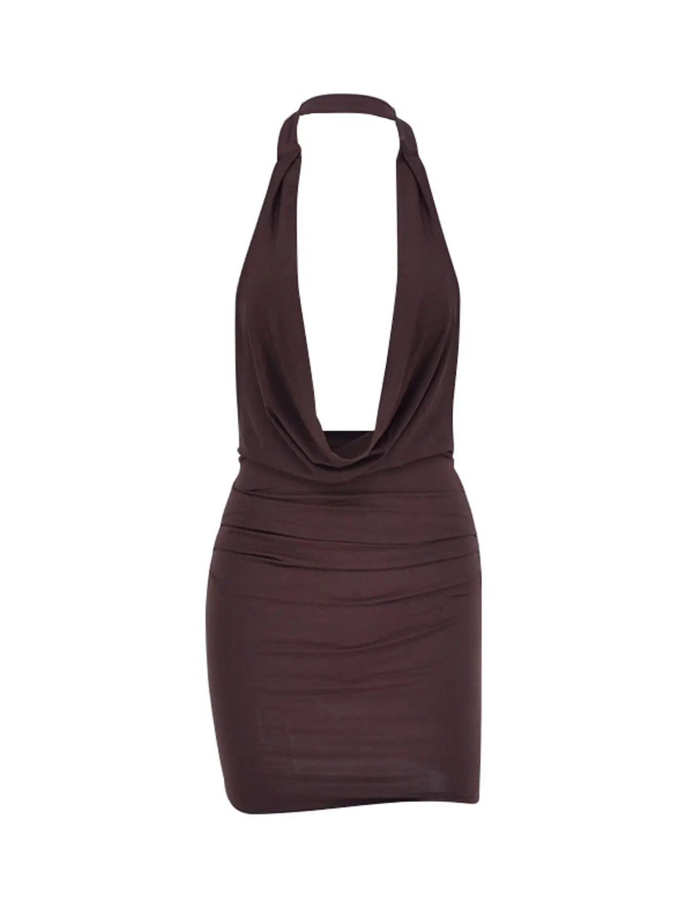 Halter Neck Ruched Bodycon Mini Dress For Evening Or Cocktail Events - Fritsch & Co.