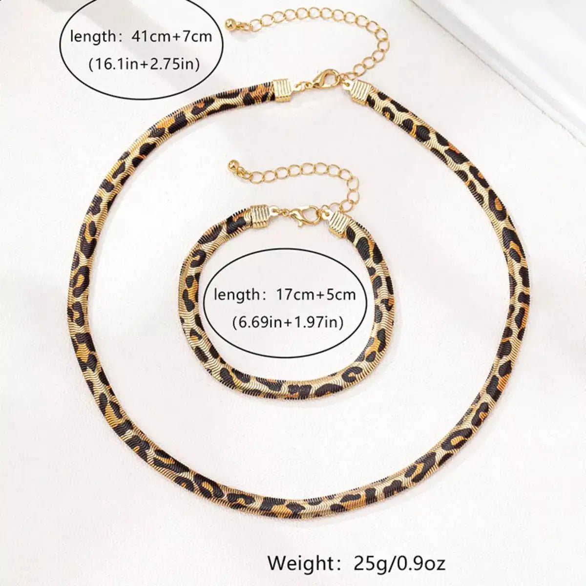 Leopard Print Chunky Necklace And Bracelet Set Gold Plated Jewelry - Fritsch & Co.