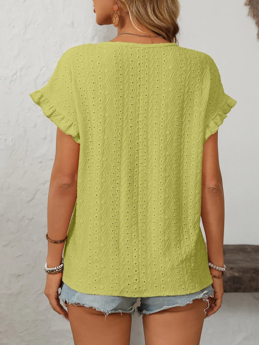 Mandy Eyelet Round Neck Short Sleeve Top - Fritsch & Co.