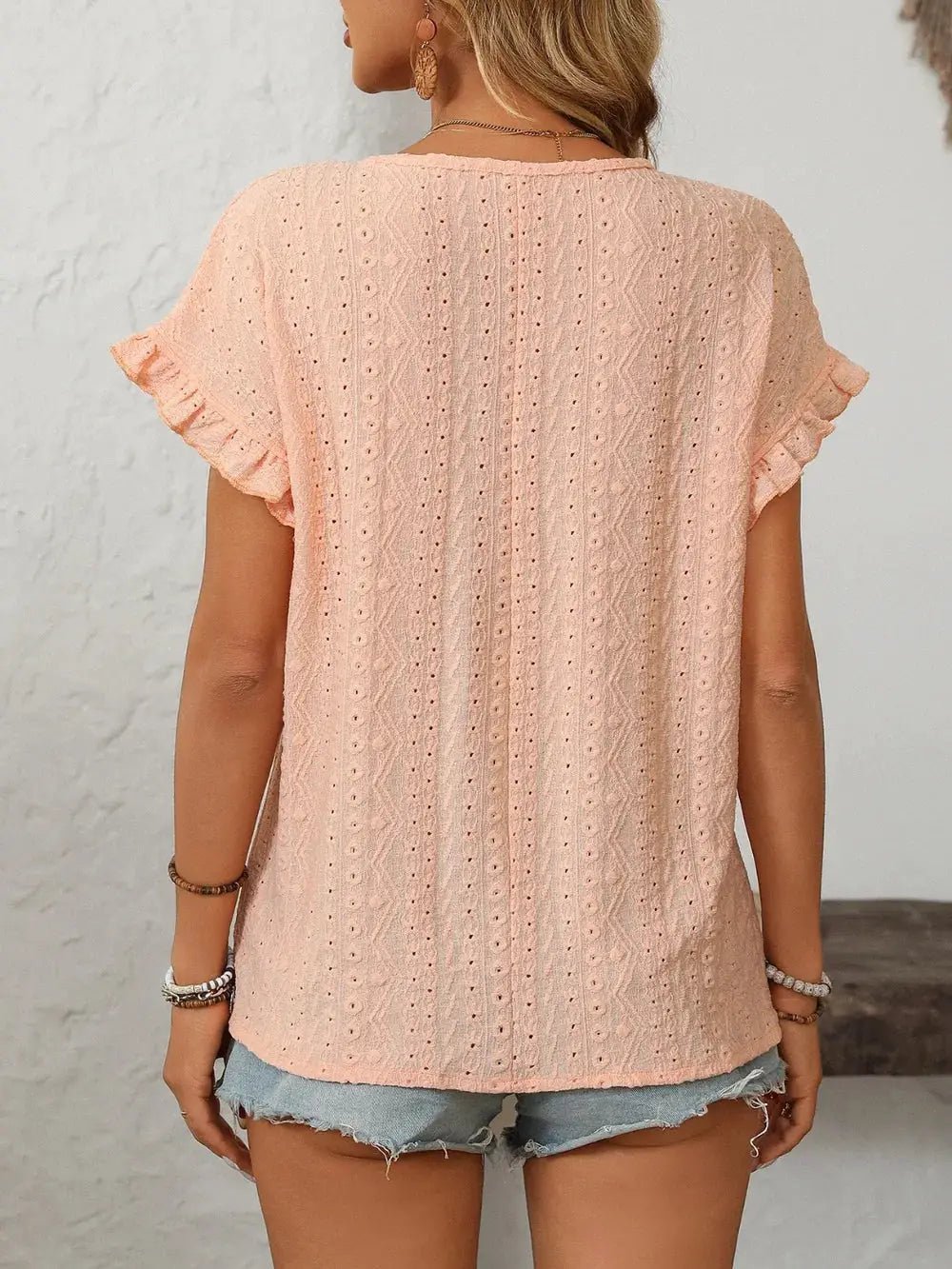 Mandy Eyelet Round Neck Short Sleeve Top - Fritsch & Co.