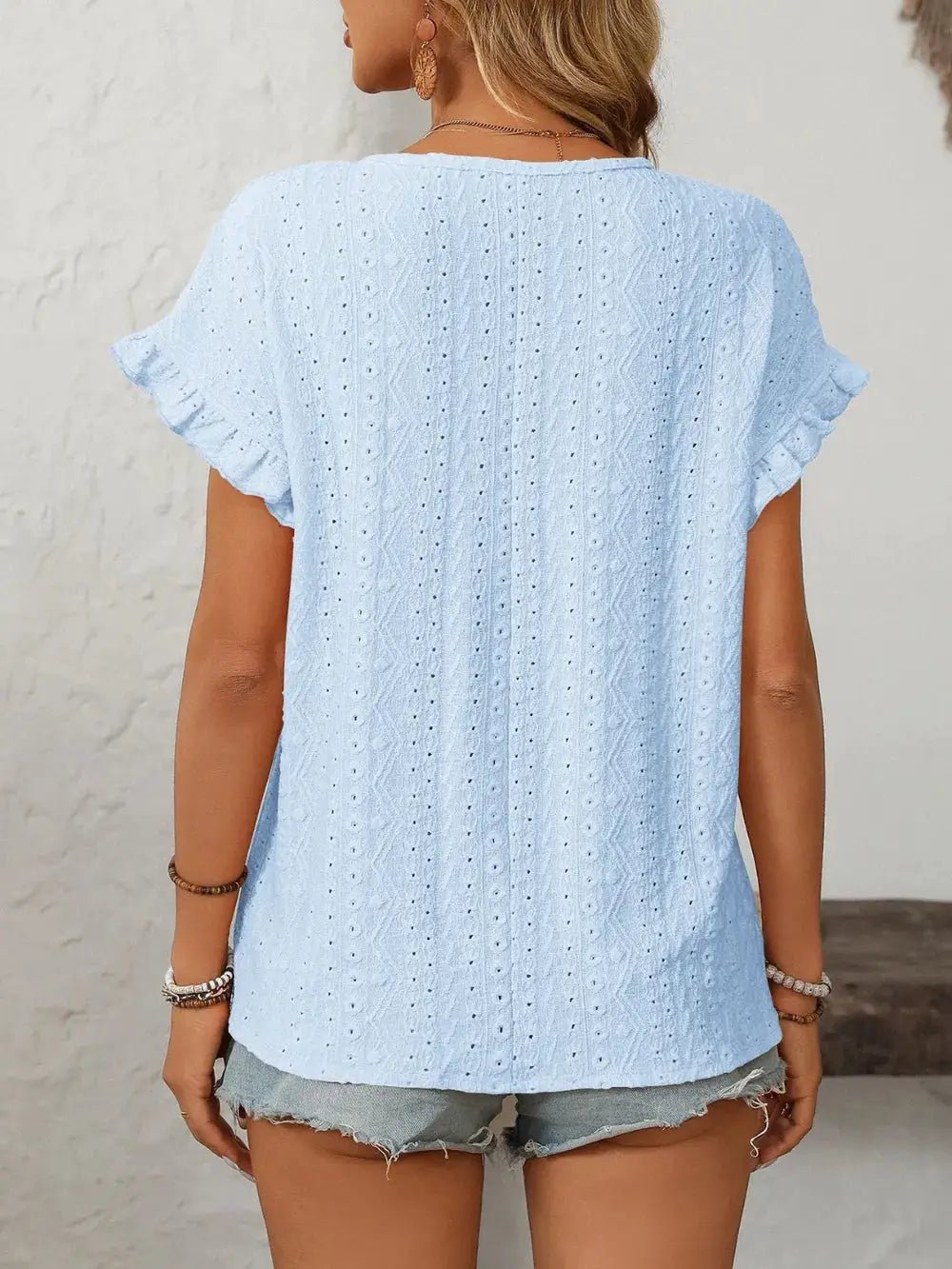 Mandy Eyelet Round Neck Short Sleeve Top - Fritsch & Co.