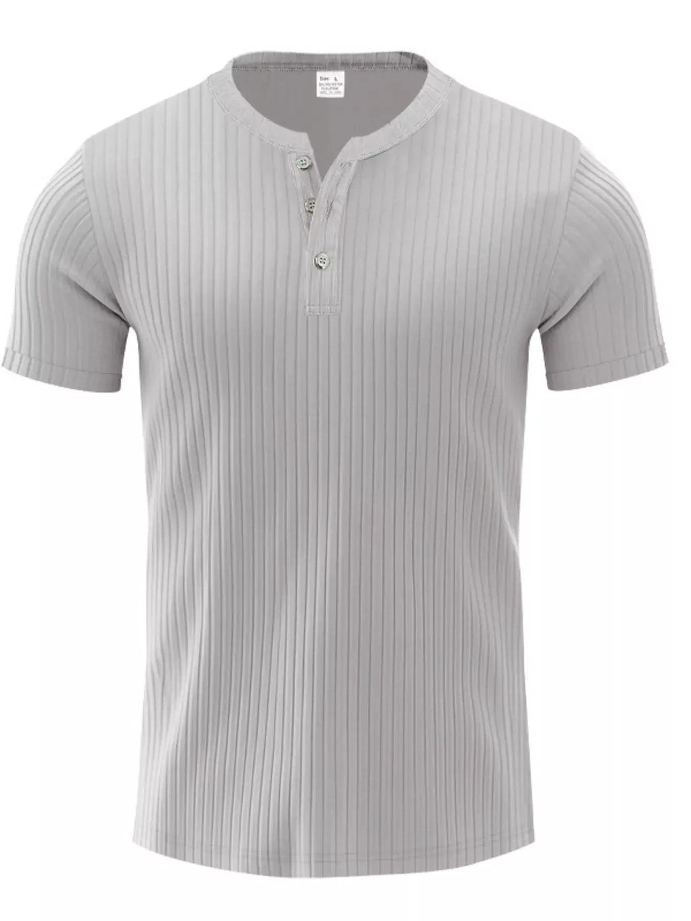 Mens Casual Ribbed Henley T Shirt Plus Size Short Sleeve - Fritsch & Co.
