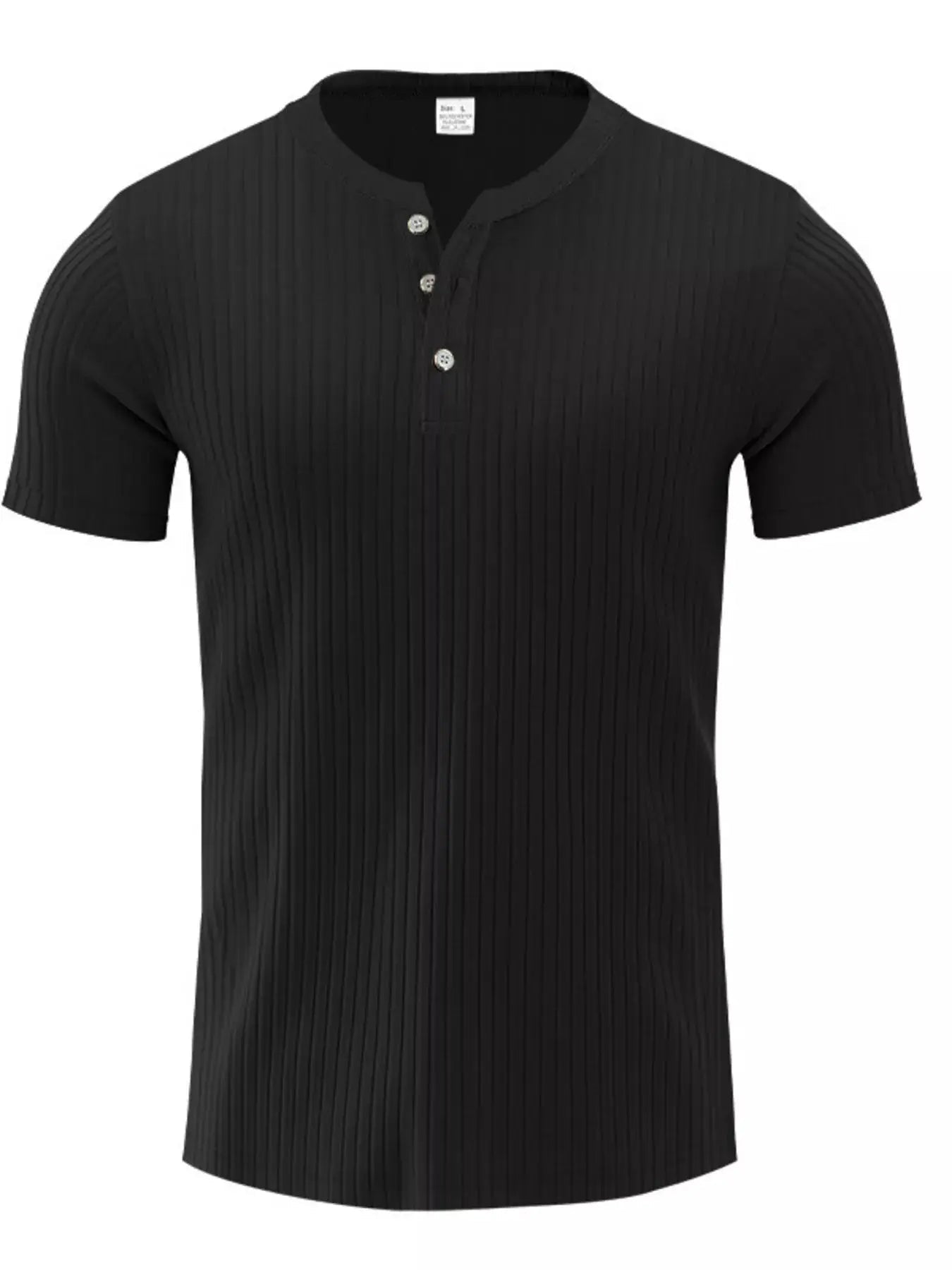 Mens Casual Ribbed Henley T Shirt Plus Size Short Sleeve - Fritsch & Co.