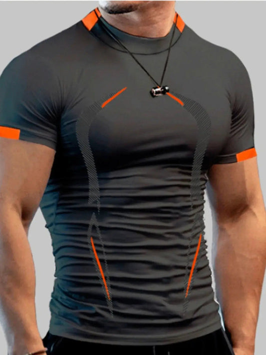 Men's Full Size Mock Neck Short Sleeve Active T-Shirt Plus Size - Fritsch & Co.