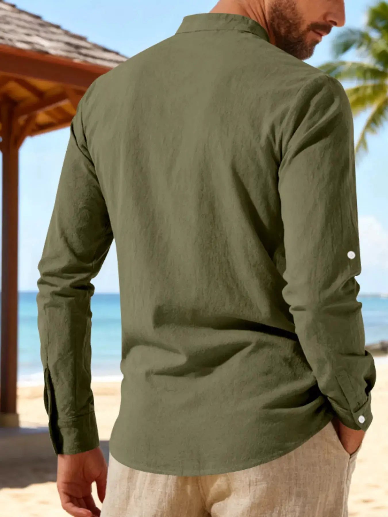 Mens Linen Lace Up Shirt Casual Cotton Blend Plus Size - Fritsch & Co.