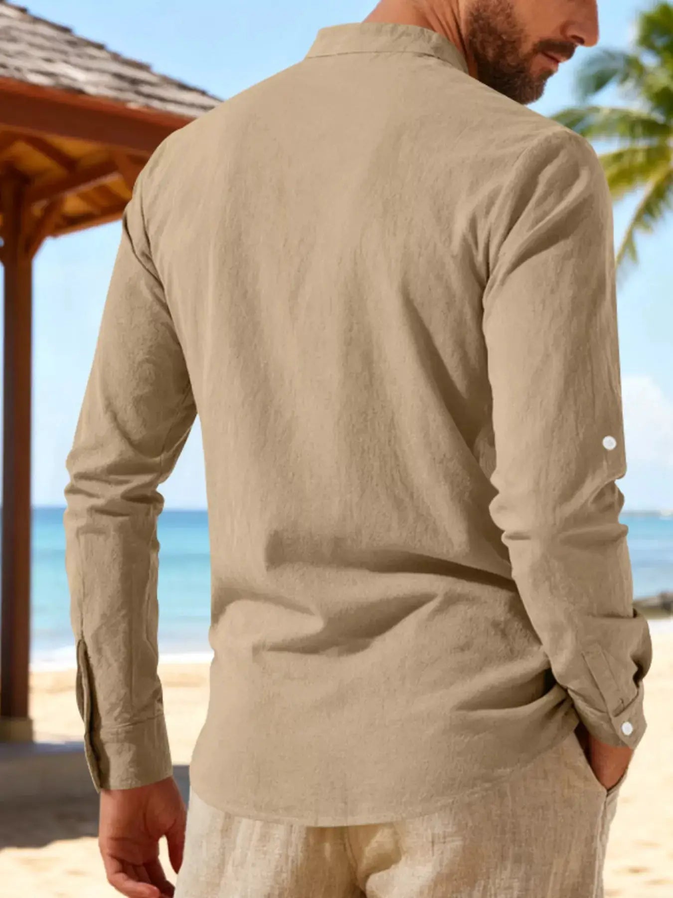 Mens Linen Lace Up Shirt Casual Cotton Blend Plus Size - Fritsch & Co.