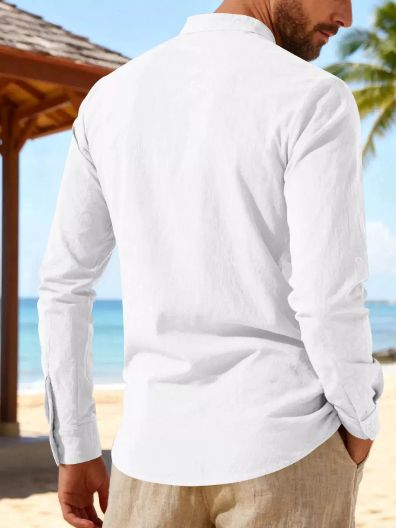 Mens Linen Lace Up Shirt Casual Cotton Blend Plus Size - Fritsch & Co.