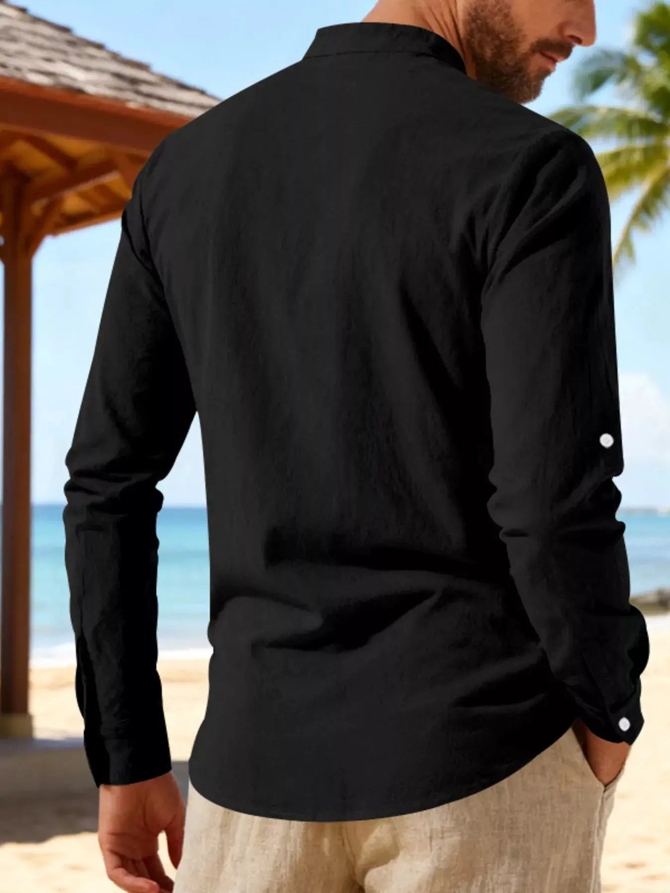Mens Linen Lace Up Shirt Casual Cotton Blend Plus Size - Fritsch & Co.