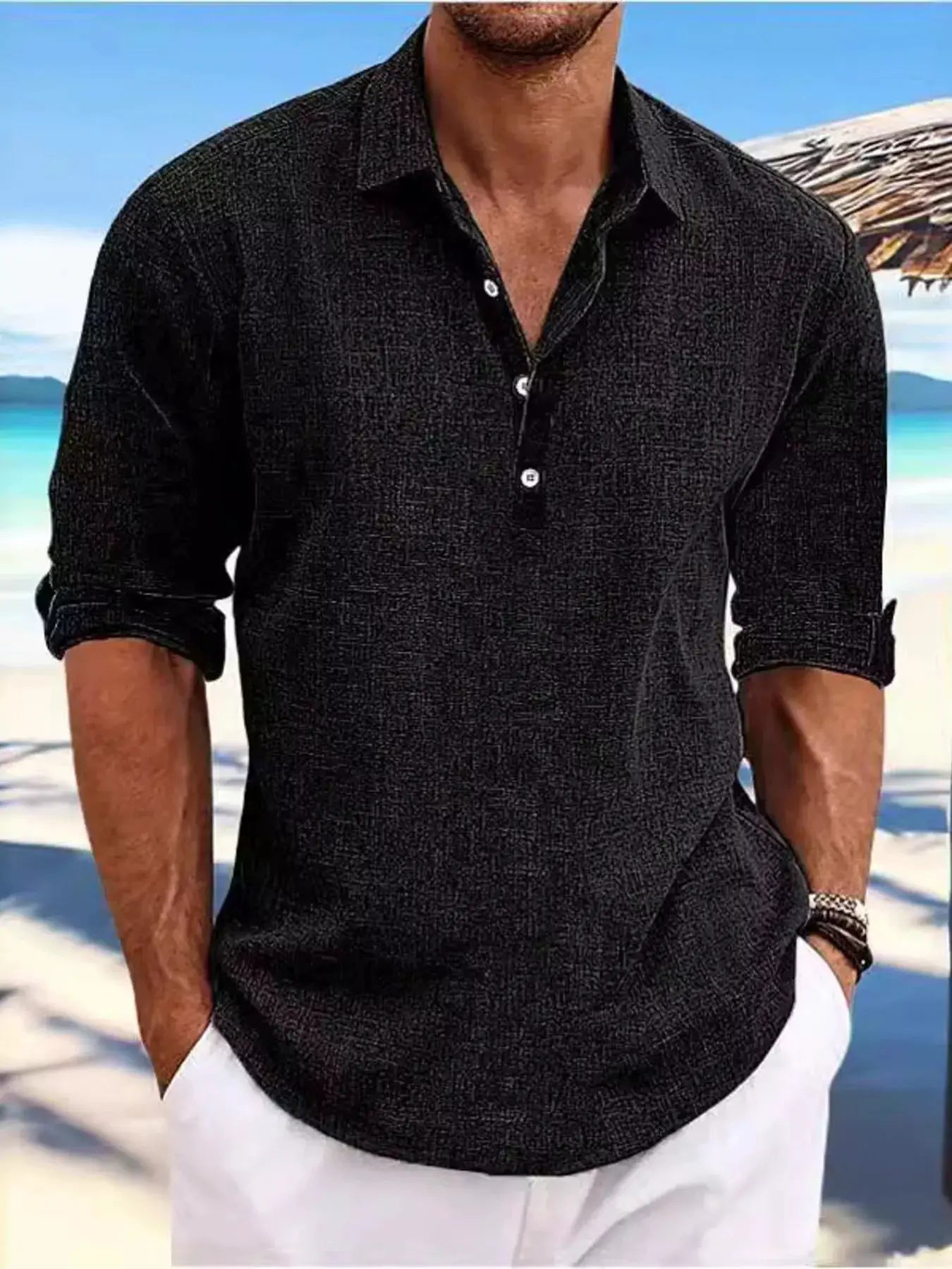 Men's Plus Size Casual Half Button Shirt For Comfort - Fritsch & Co.