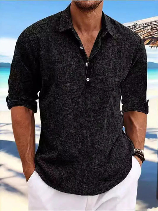 Men's Plus Size Casual Half Button Shirt For Comfort - Fritsch & Co.